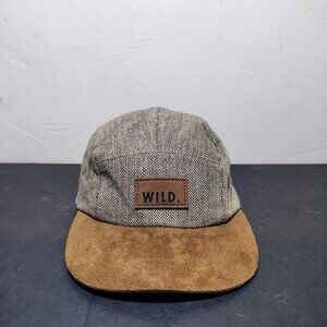 Herringbone Wild Panel‎ Hat Cap Strap Back Kids One Size Brown Suede Patch Logo